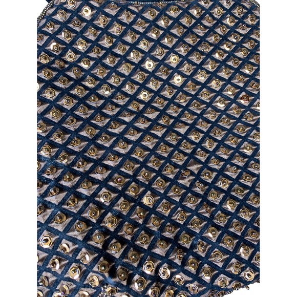 Vintage Black Beaded Sequin Evening Bag Top Handle Party Purse - Picture 5 of 10